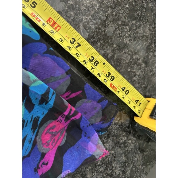 Vintage 80s Pleated Paint Pattern Black Strapless Party Dress Size 10 Chiffon - Picture 7 of 7